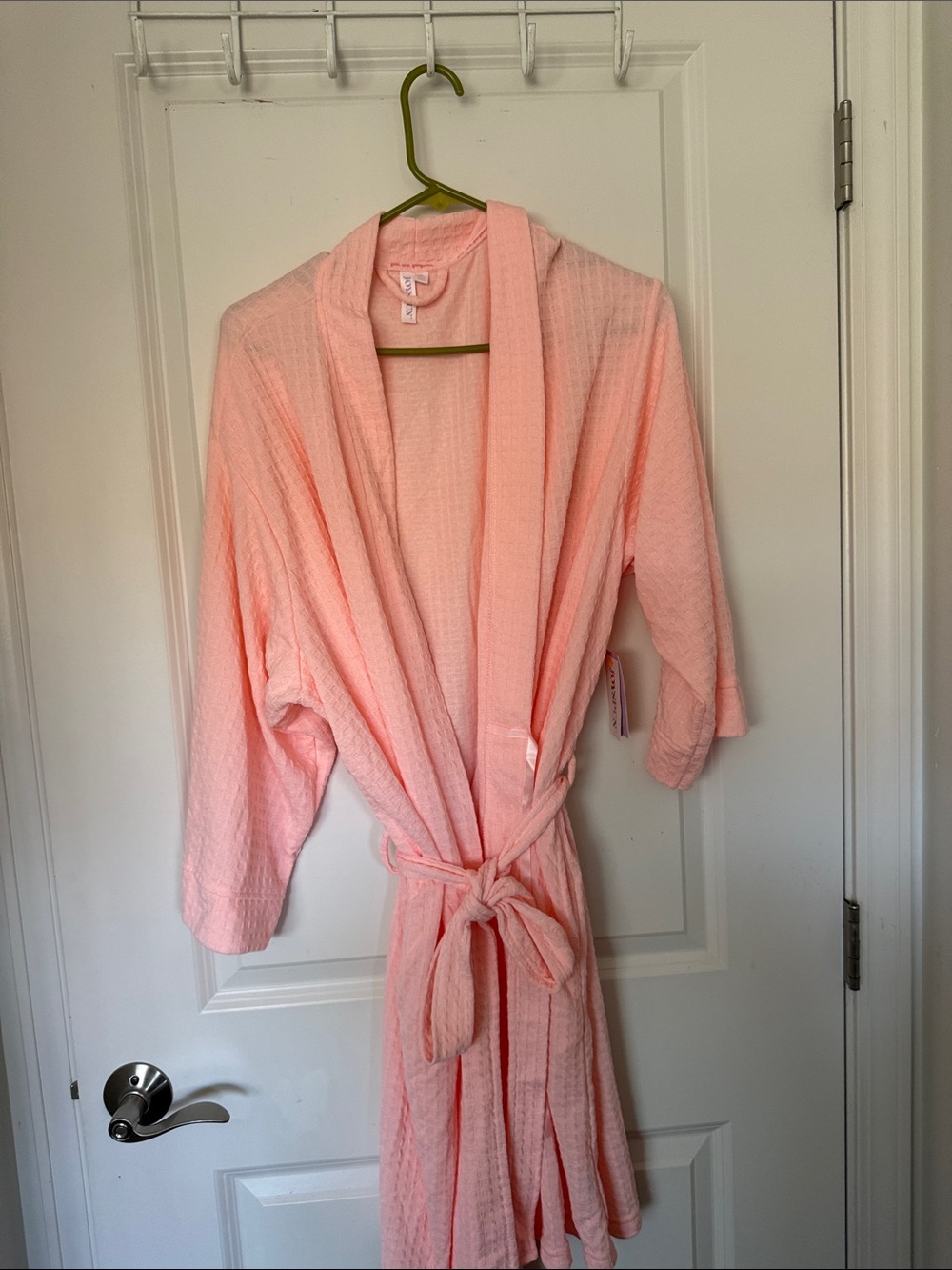 Light Pink Waffle Robe with Tie Belt - Women’s Lounge Wrap